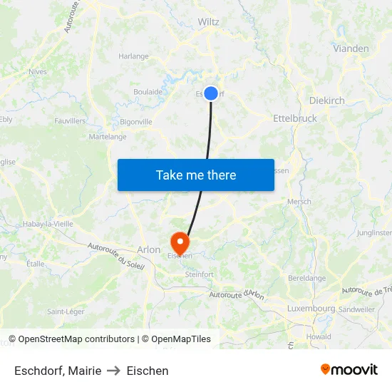 Eschdorf, Mairie to Eischen map
