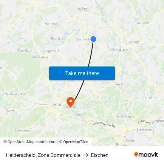 Heiderscheid, Zone Commerciale to Eischen map