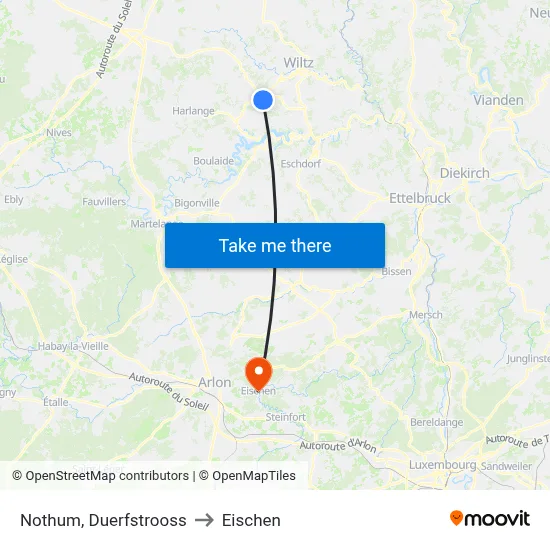 Nothum, Duerfstrooss to Eischen map