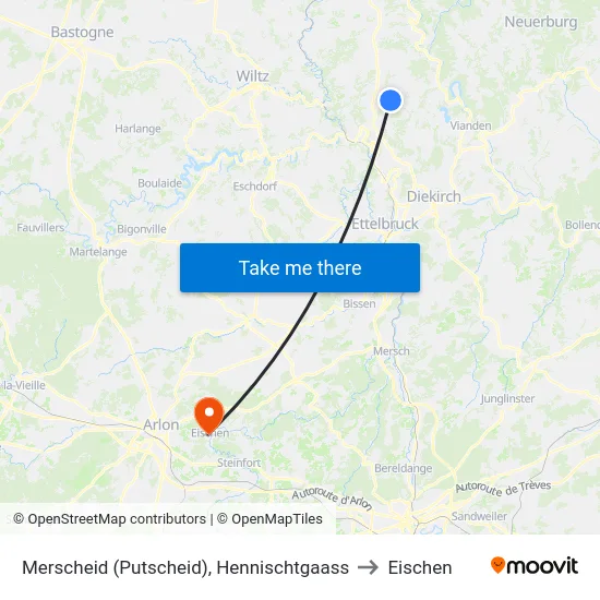 Merscheid (Putscheid), Hennischtgaass to Eischen map