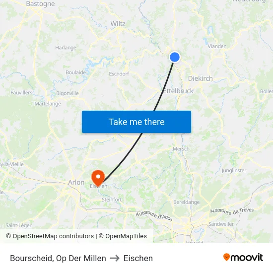 Bourscheid, Op Der Millen to Eischen map