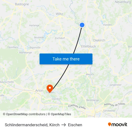 Schlindermanderscheid, Kiirch to Eischen map
