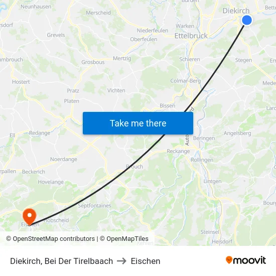 Diekirch, Bei Der Tirelbaach to Eischen map
