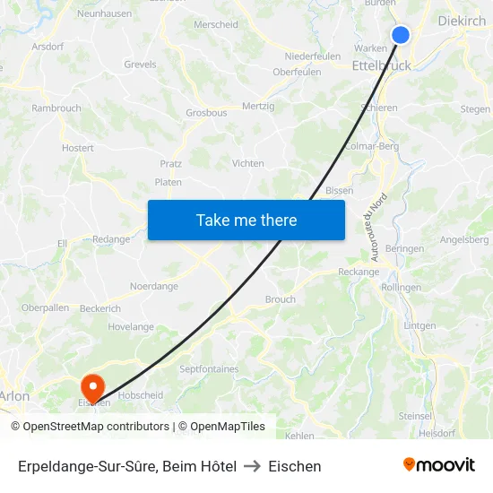 Erpeldange-Sur-Sûre, Beim Hôtel to Eischen map