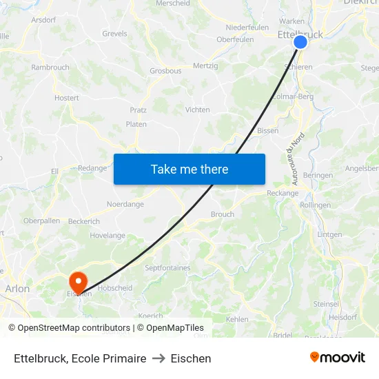 Ettelbruck, Ecole Primaire to Eischen map