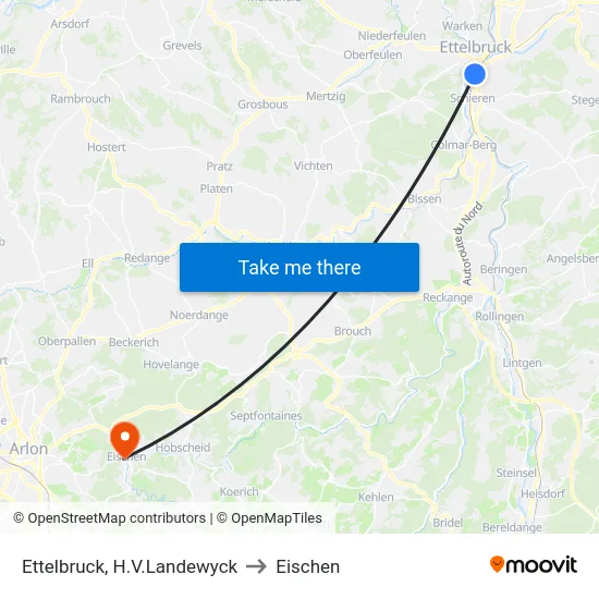 Ettelbruck, H.V.Landewyck to Eischen map