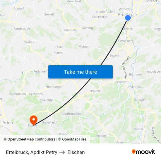 Ettelbruck, Apdikt Petry to Eischen map