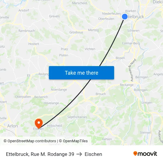 Ettelbruck, Rue M. Rodange 39 to Eischen map