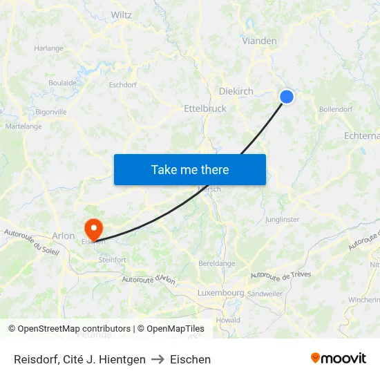 Reisdorf, Cité J. Hientgen to Eischen map