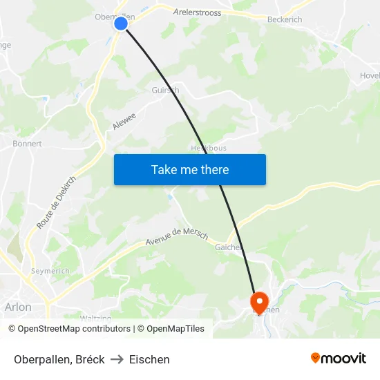 Oberpallen, Bréck to Eischen map