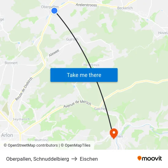 Oberpallen, Schnuddelbierg to Eischen map