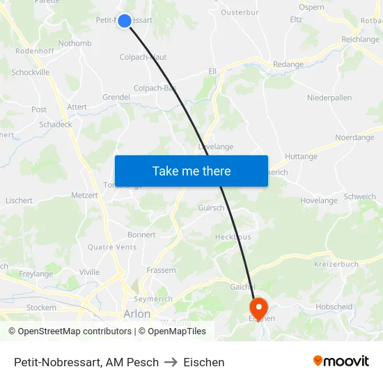 Petit-Nobressart, AM Pesch to Eischen map