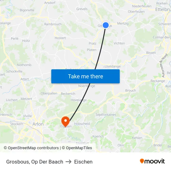 Grosbous, Op Der Baach to Eischen map