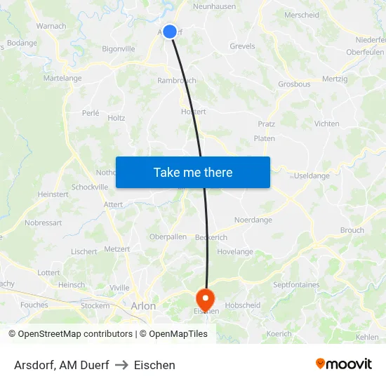 Arsdorf, AM Duerf to Eischen map