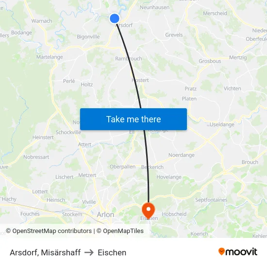 Arsdorf, Misärshaff to Eischen map