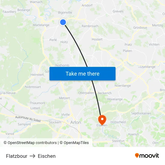 Flatzbour to Eischen map