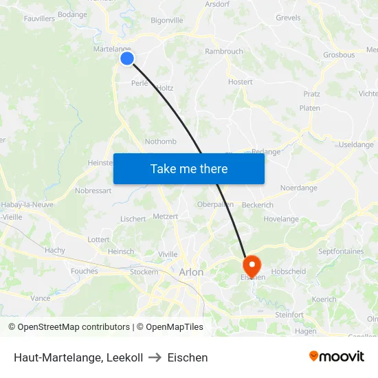 Haut-Martelange, Leekoll to Eischen map