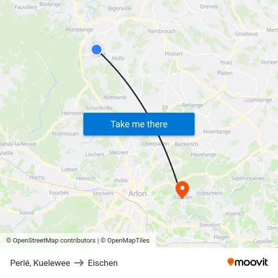 Perlé, Kuelewee to Eischen map