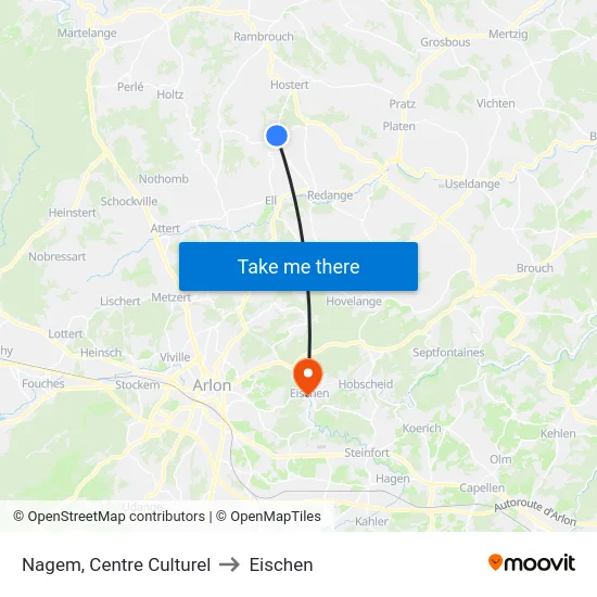 Nagem, Centre Culturel to Eischen map