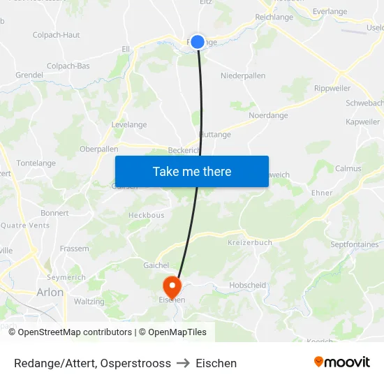 Redange/Attert, Osperstrooss to Eischen map