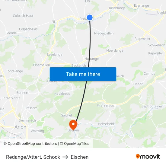Redange/Attert, Schock to Eischen map
