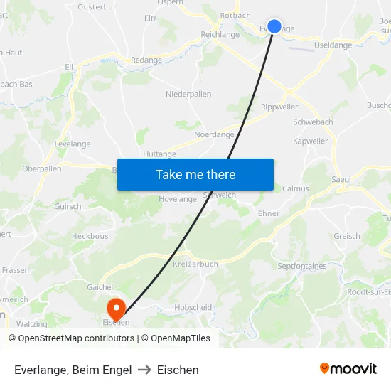Everlange, Beim Engel to Eischen map