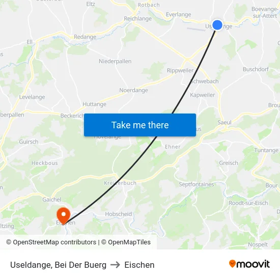 Useldange, Bei Der Buerg to Eischen map