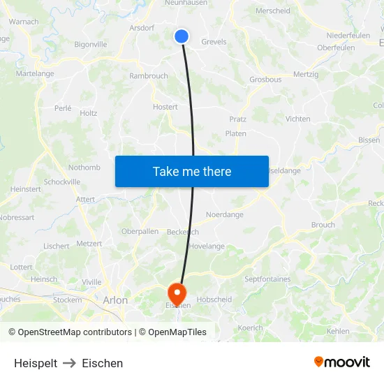 Heispelt to Eischen map