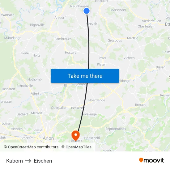 Kuborn to Eischen map