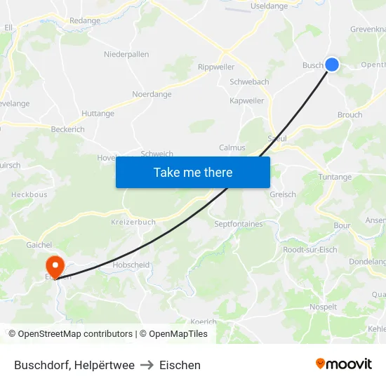 Buschdorf, Helpërtwee to Eischen map