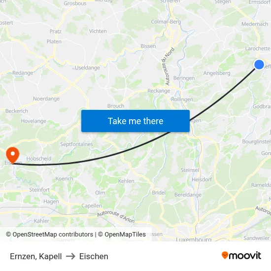 Ernzen, Kapell to Eischen map