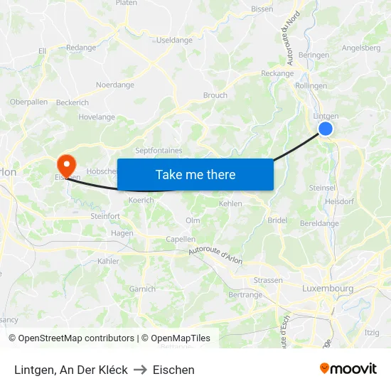 Lintgen, An Der Kléck to Eischen map