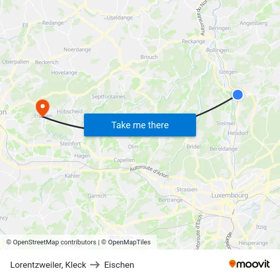 Lorentzweiler, Kleck to Eischen map