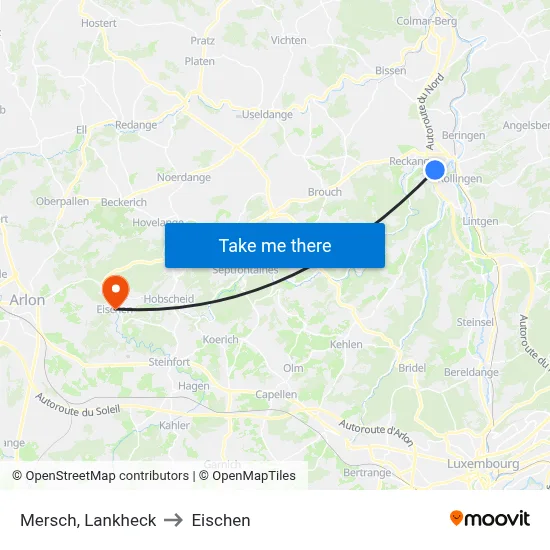 Mersch, Lankheck to Eischen map