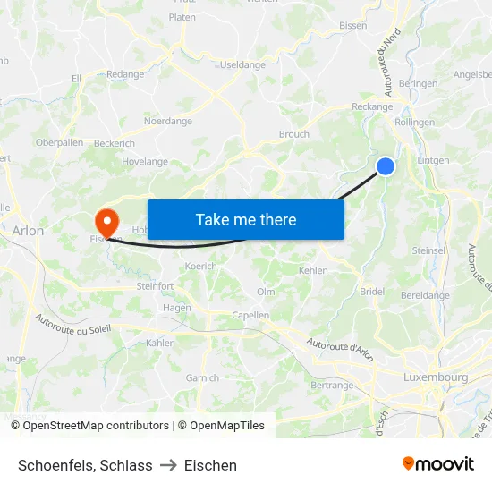 Schoenfels, Schlass to Eischen map