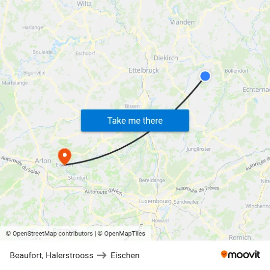Beaufort, Halerstrooss to Eischen map