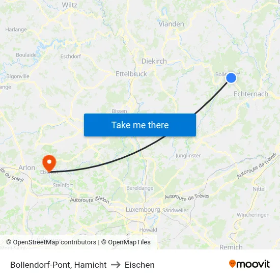 Bollendorf-Pont, Hamicht to Eischen map