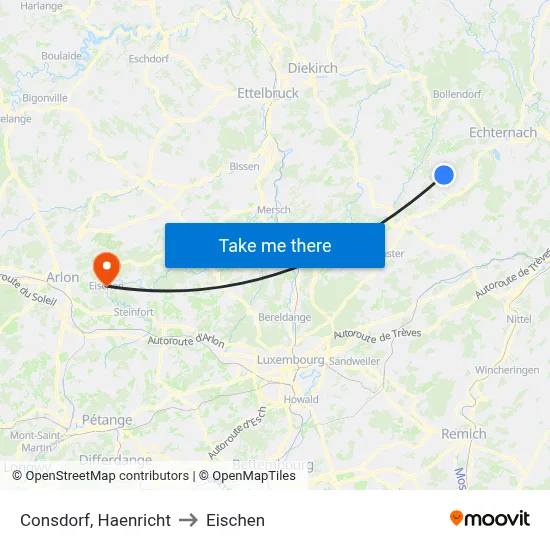 Consdorf, Haenricht to Eischen map