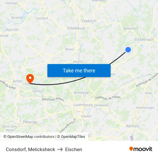 Consdorf, Melicksheck to Eischen map