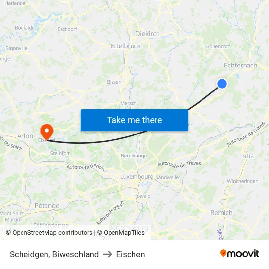 Scheidgen, Biweschland to Eischen map