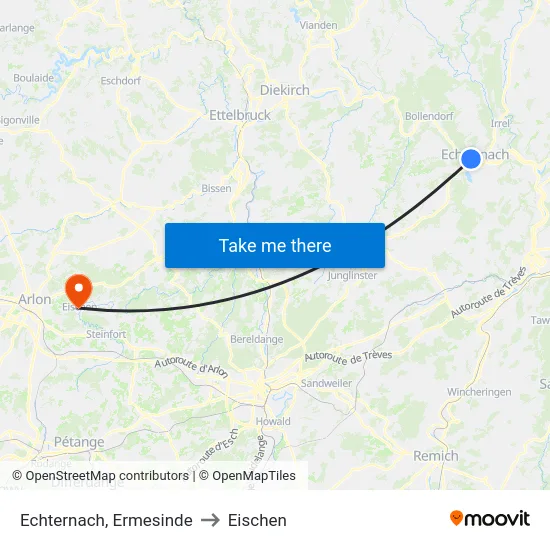 Echternach, Ermesinde to Eischen map