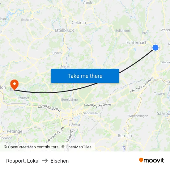 Rosport, Lokal to Eischen map