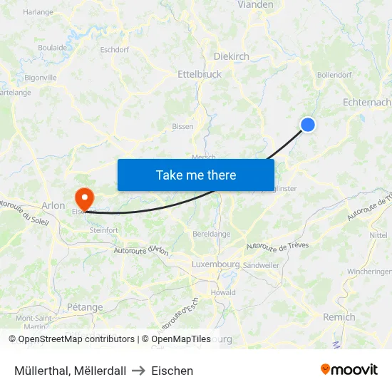 Müllerthal, Mëllerdall to Eischen map
