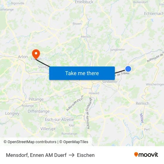 Mensdorf, Ennen AM Duerf to Eischen map