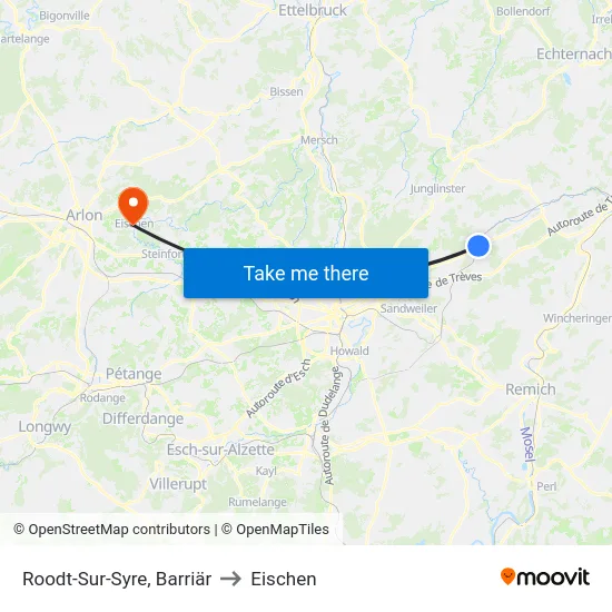 Roodt-Sur-Syre, Barriär to Eischen map