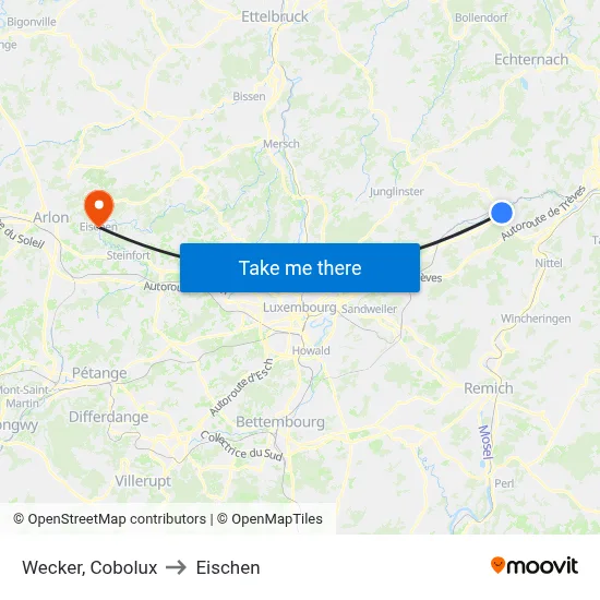 Wecker, Cobolux to Eischen map