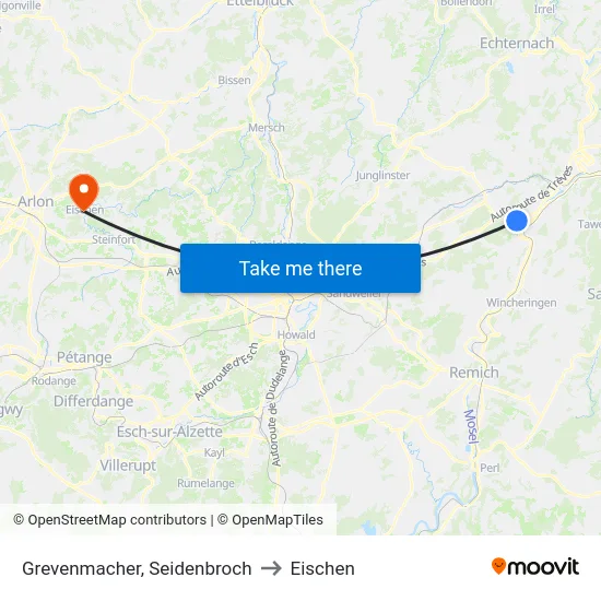 Grevenmacher, Seidenbroch to Eischen map