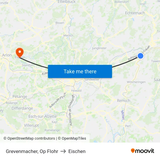 Grevenmacher, Op Flohr to Eischen map
