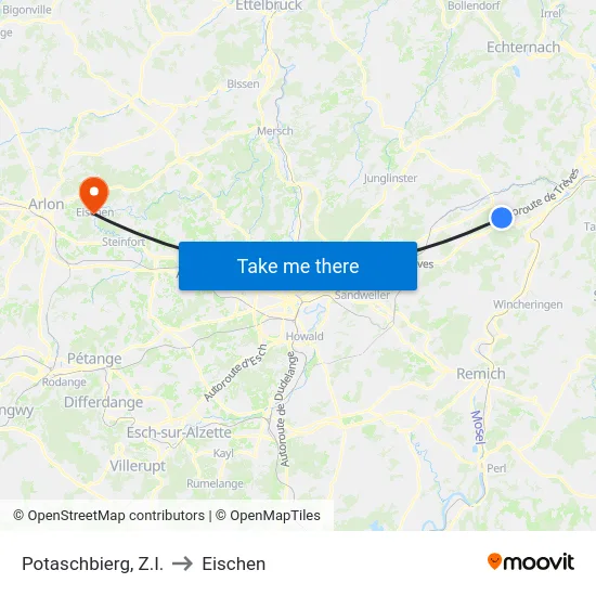 Potaschbierg, Z.I. to Eischen map