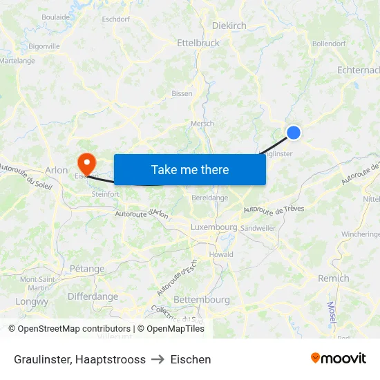 Graulinster, Haaptstrooss to Eischen map